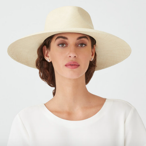 straw gardening hat for women in light cream color with wide brim