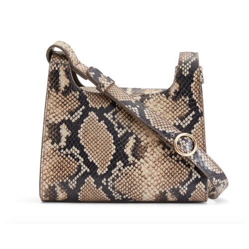 sustainable crossbody bag in snake print