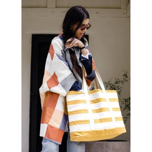 travel gifts for her - striped beach tote