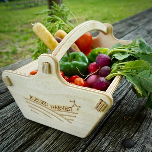Best vegetable gathering basket mde from wood with handle
