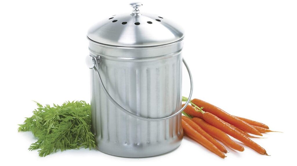 Eco-Friendly New Year Resolutions - compost caddy for kitchen