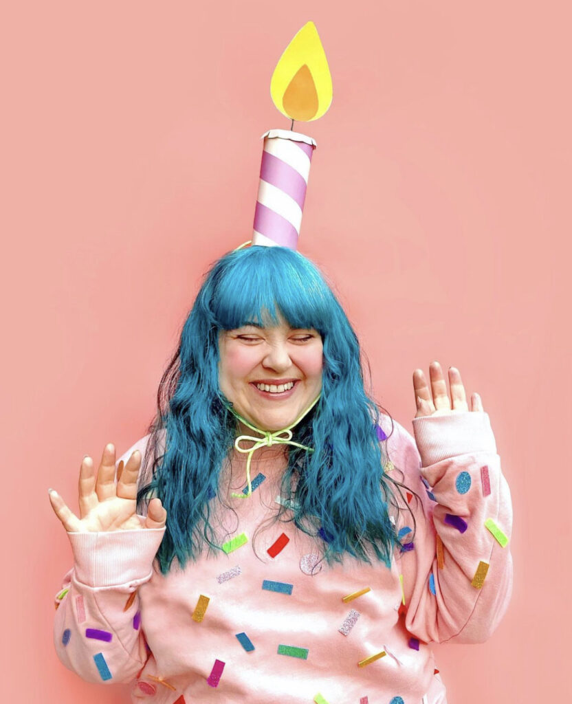 DIY Halloween Costume Idea - Birthday Candle Blue Hair Wig