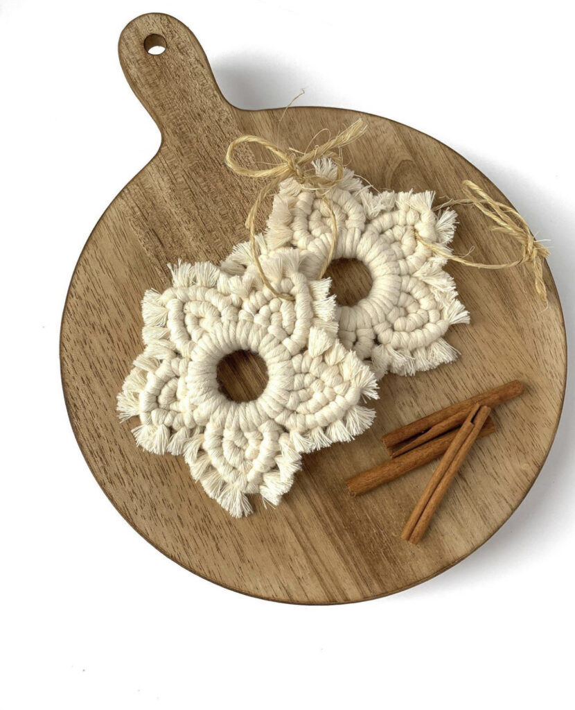 Eco Friendly Ornaments - Macrame Woven Christmas Ornaments