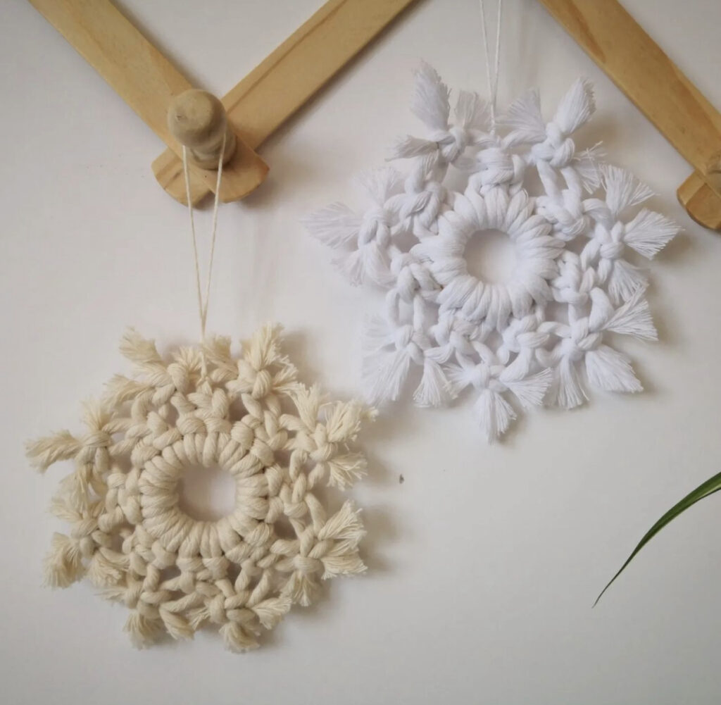 Eco Friendly Ornaments - Macrame Snowflakes