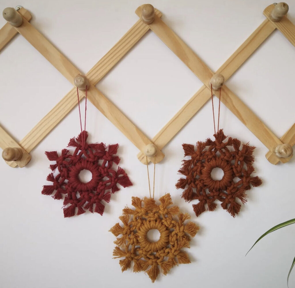 Eco Friendly Ornaments - Macrame Snowflakes