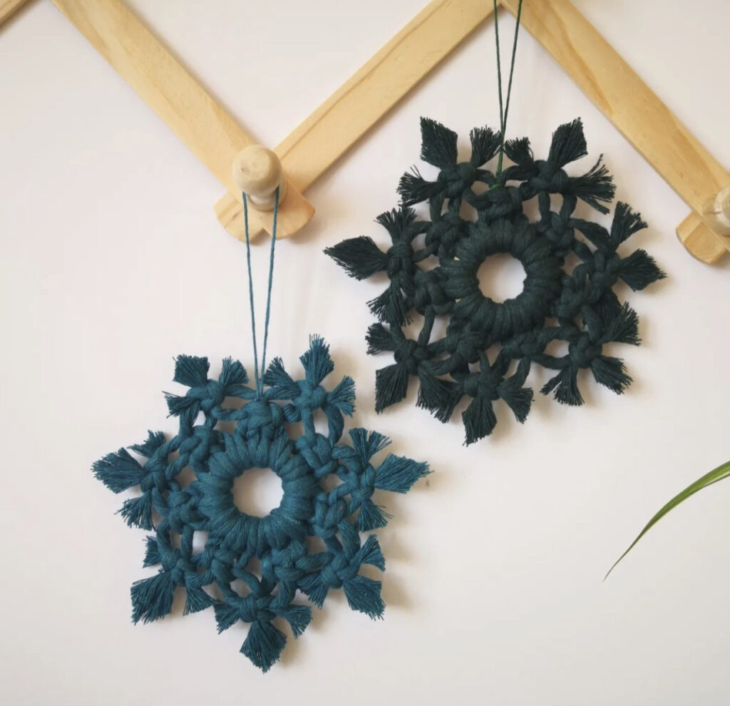 Eco Friendly Ornaments - Macrame Snowflakes