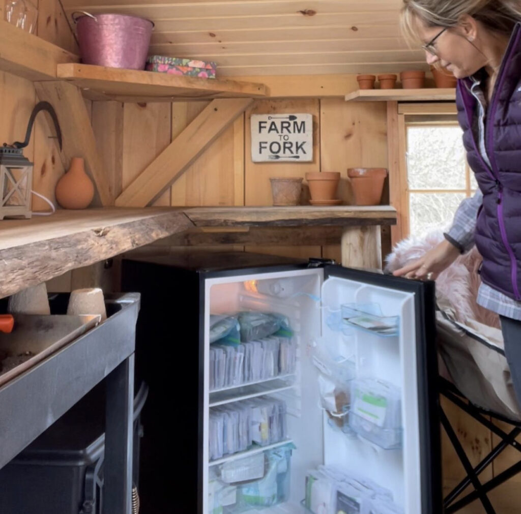 Store Seeds - Refrigerator in Potting Shed